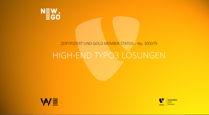 NEW.EGO hält den TYPO3 Gold Member Status.