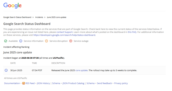 Google Search Status Dashboard Google Search Status Dashboard
