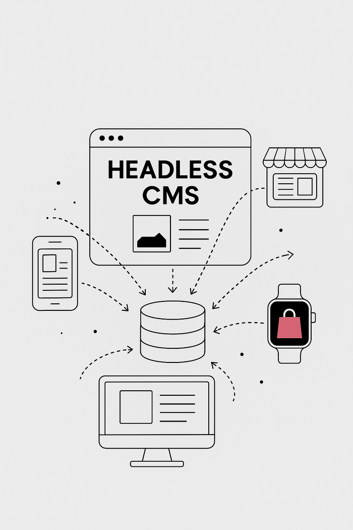 Headless CMS Architektur – zentrale Content-Verwaltung für Websites, Apps, Onlineshops und Smartwatches.