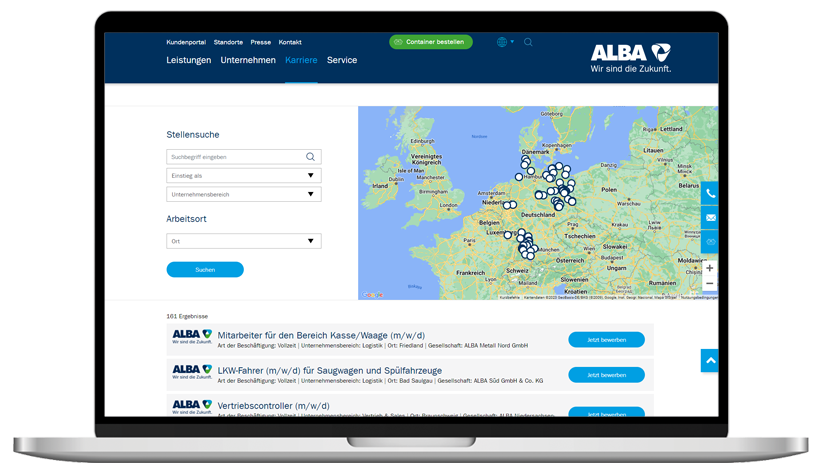 ALBA Corporate Website HR-Bereich