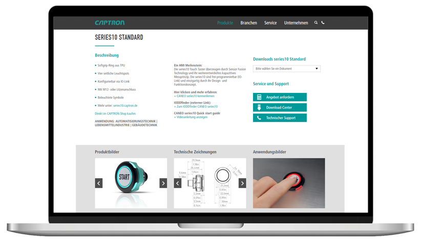CAPTRON Electronic Corporate Website Produktbereich