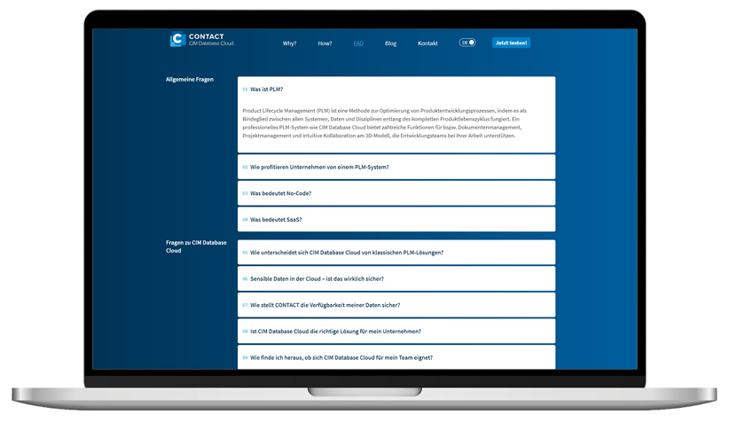 Contact Software Produkt Microsite User Journey