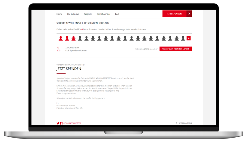 Die Johanniter Kampagnen Microsite Spendenformular