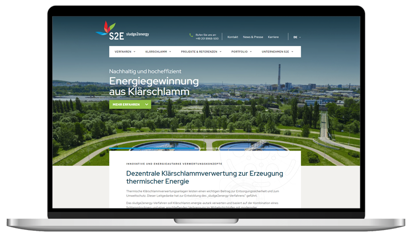 sludge2energy Corporate Website Startseite